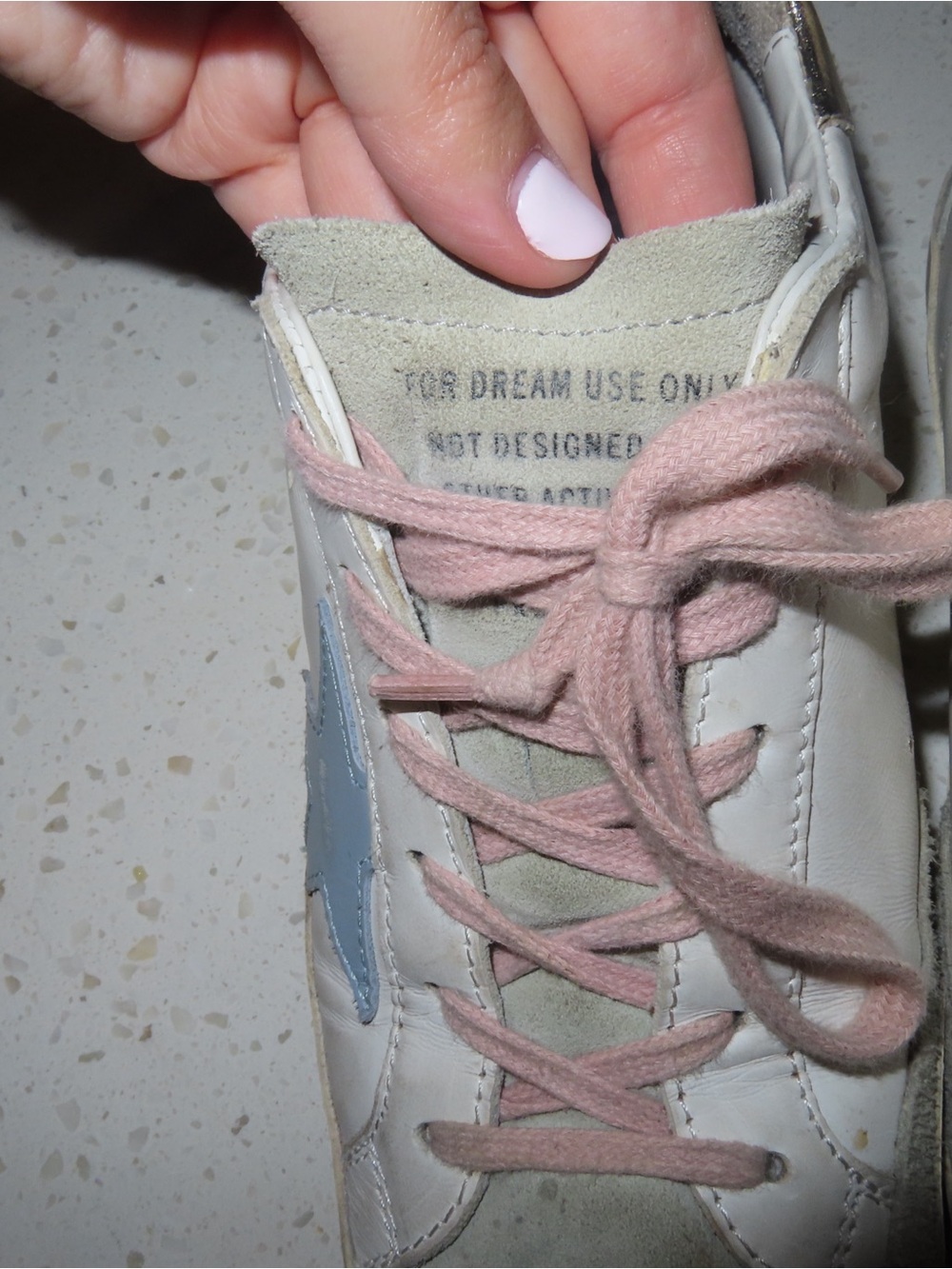 Golden Goose White Sneakers with Blue Star and Pink Laces - Picture 12 of 12